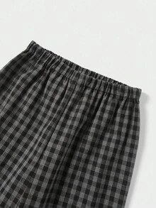 SHEIN 青少年男童休闲鹿纹圆领短袖T恤和格子裤套装，纯色简约百搭基础款，适合通勤、上学、日常休闲、度假、户外活动、聚会、秋冬季穿着。 - 彩色 - 查看 13