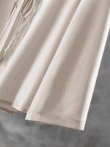 Linhara Bộ 2 món áo dài tay và quần dài cỡ lớn cho nữ, màu trơn thường ngày, mùa thu - Màu be - Xem 8