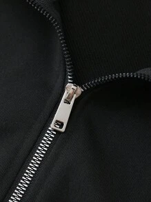 Manfinity EMRG 男士黑色美式休闲套头衫和运动裤套装，适合日常、休闲、通勤、街头服饰黑色两件套男士男士两件套服装男士套装黑色套装男士男士运动服套装，秋季服装 - 黑色 - 查看 5