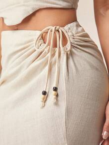 Silquee Women Plain Color Fashionable Skirt, Suitable For Summer - Beige - View 4