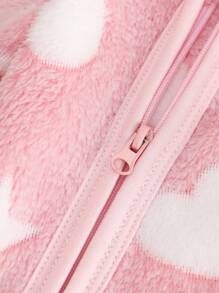 رومبير نوم وبيجامة للأطفال حديثي الولادة مريحة وكاجوال يومية، مطبوعة بنجوم وقلوب باللونين الوردي والأبيض - متعدد الألوان - مشاهدة 4