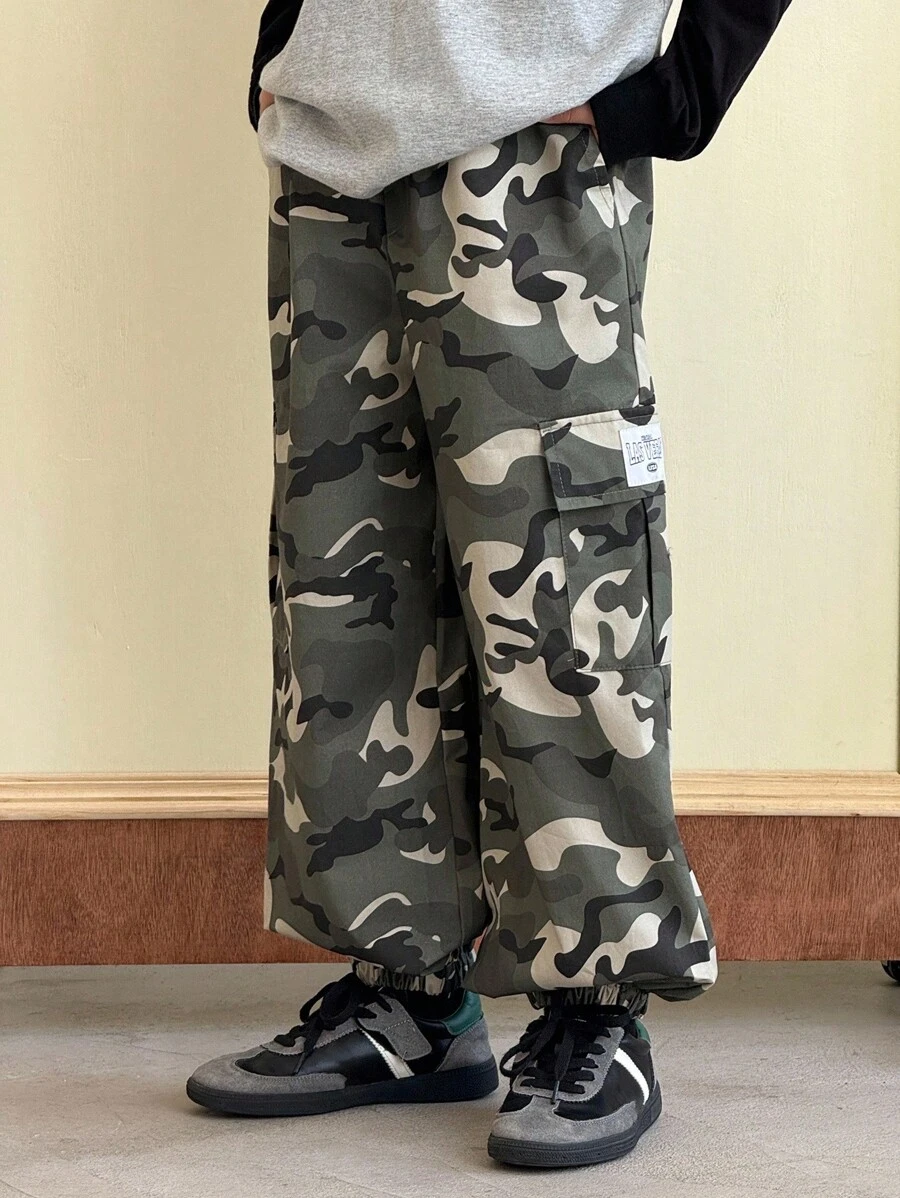 Dazy Kids 儿童秋装，加大码男童迷彩工装裤，秋季