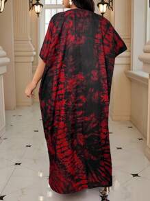 SHEIN Lady Vestido elegante de bata con cuello de encaje, tejido en púrpura, para primavera, verano, otoño e invierno, vestido de vacaciones de talla grande