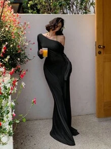 DAZY Vacation Style Bikini Set With Long Sleeve Backless Sheer Coverup Dress - Black - View 3