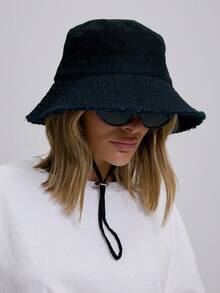 MUSERA Frayed Edge Tie String Bucket Hat Cool For Festival