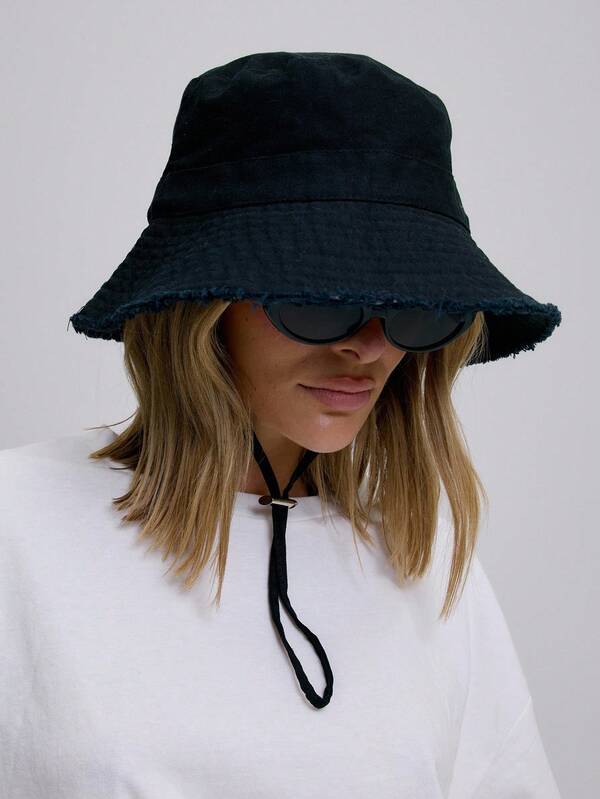 MUSERA Frayed Edge Tie String Bucket Hat Cool For Festival