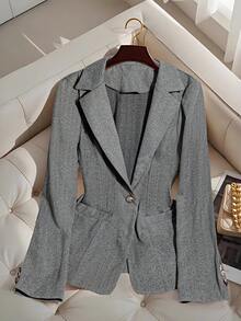 GlowEve CURVE Áo khoác blazer dệt họa tiết cỡ lớn vừa vặn - Nhiều màu - Xem 1