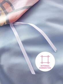 THE POWERPUFF GIRLS X SHEIN 3 件套卡通花朵、泡泡、毛茛图案羽绒被套套装，1 件羽绒被套和 2 件枕套，不含枕芯，可爱布艺床上用品，适用于卧室 - 彩色 - 查看 8