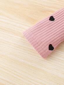 SHEIN Tuta Per Neonata Con Stampa Di Cuori A Manica Lunga E Pantaloni Jogger