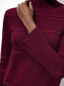 Maija Women's Stand Collar Long Sleeve Hollow Design Fitted Fashionable Sweater Burgundy Tops For Women Wine Red Top Maroon Top Turtle Neck Top Dark Red Top Casual Tops Red Top Fall Sweaters Halloween Sweater Going Out Tops Casual Tops Women Rave Outfits Burgundy Top Chic Autumn Christmas Women's Clothing Christmas Jumper Going Out Tops Burgundy Tops,