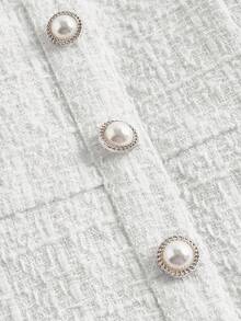 SHEIN MOD Váy sơ mi vải tuýt cổ điển dễ thương dành cho nữ - trắng - Xem 4