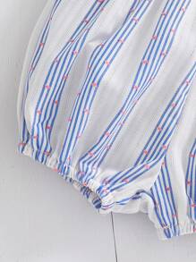 SHEIN Baby Girl Casual Comfortable Round Neck Sleeveless Ruffle Hem Bow Decor Back Top & Shorts Set - Multicolor - View 3