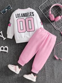 SHEIN 2pcs Baby Boy Casual English Graphic Knit V-Neck Long Sleeve T-Shirt And Elastic Waist Ankle Cuff Pants Set, Children's Clothing, Infant & Outfit, Suitable For Autumn/Winter, Vacation, Gathering, Party, Cozy Pixies, Infant Boy Winter Clothes Set, Baby Boys Sets, Boy Fall Outfits, Children/Infant Clothing, Baby Boy Clothes, Baby Casual Sets, Baby Boy Outfit Baby Boy Winter Clothes, 6M-3T - White - View 2