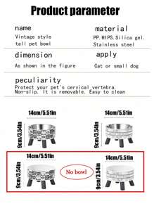 1 pieza Comedero elevado para mascotas, Tazón de acero inoxidable para comida y agua de perro/gato, Diseño amigable para el cuello - Multicolor - Ver 6