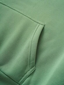 Discovery X SHEIN 女士字母与风景图案连帽长袖运动衫 - 綠色 - 查看 4