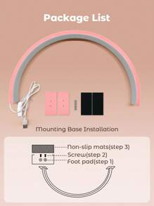 Teckwe Small Half-Moon Countertop LED Manicure Lamp With Push Button Switch For Personal Use On Manicure, Vanity, Crafts, Study Table, Nightstand, Graduation Birthday Holiday, Pink - Pink - View 7