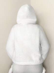 Sweetina Women's Autumn And Winter Warm Sweet Cute Retro Street Y2K Millennial Style White Hooded Gloves Casual Loose Fake Fur Coat - White - View 2