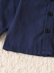 Souflis Souflis 2pcs Baby & Toddler Boys' Casual Blue Long Sleeve Shirt And Beige Corduroy Pants Set, Suitable For Daily Wear And Back To School Fall Winter - Multicolor - View 5