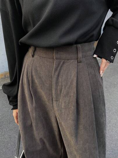 FRIFUL 女士灯芯绒加厚阔腿西装裤，秋季商务装