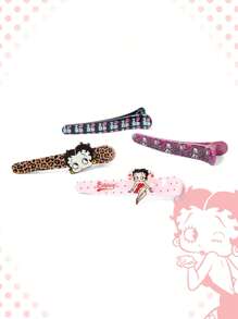 Betty Boop | ROMWE Fashionable Letter & Cartoon Pattern Hair Clips - Multicolor - View 4