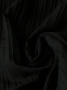 SHEIN LUNE Áo Maxi hai mảnh họa tiết ren tương phản cổ chữ V giản dị tay ngắn cho nữ cỡ lớn, mùa xuân/hè - màu đen - Xem 5
