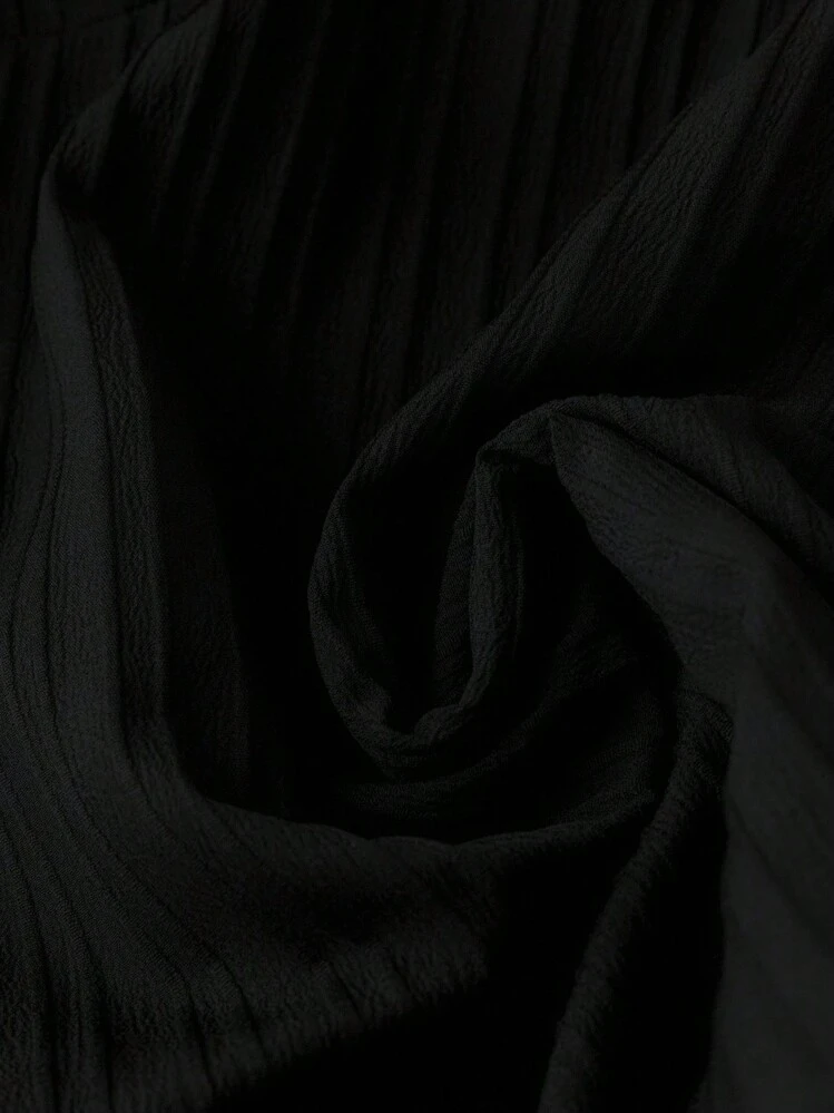 SHEIN LUNE Top maxi relajado de mujer de talla grande con cuello en V, mangas cortas, textura, contraste de encaje y trim para vacaciones en la playa, de dos piezas, para primavera/verano - Negro - Ver 5