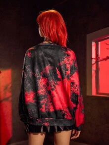 IT x SHEIN 恐怖电影图案圆领长袖套头衫 - 彩色 - 查看 2