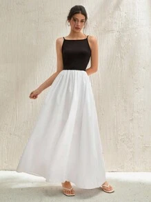 CLARA VERO Vestido largo sin mangas de color bloque para mujer