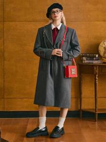 HARRY POTTER X SHEIN Book Shaped Foil Printed Box Design Shoulder Bag - Red - View 9