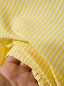 SHEIN Tween Mädchen Lässig Urban gestreiftes Schleifenhemd, geeignet für den Schulanfang