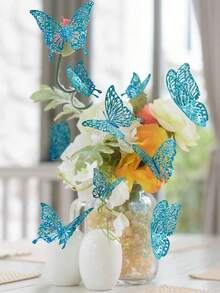 Rainbow 3D Butterfly Decor Set Of 60pcs - Glitter Gold Paper Butterflies For Party Wedding Birthday DIY Decorations - Multicolor - View 5