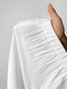 SHEIN Tall 女式全长几何白色休闲度假阔腿裤 - 白色 - 查看 6