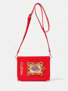 HARRY POTTER X SHEIN Book Shaped Foil Printed Box Design Shoulder Bag - Red - View 5