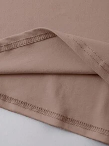 INAWLY 大码女式秋季圆领休闲南瓜猫图案 T 恤，万圣节上衣 - 卡其色 - 查看 5