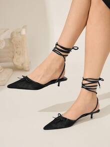 CUCCOO CHICEST Women's Fashionable Black Kitten Heel Pumps - Black - View 3