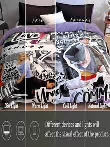 FRIENDS X SHEIN Character & Letter Printed Drama Still Bedding Set,Gifts - Multicolor - View 8