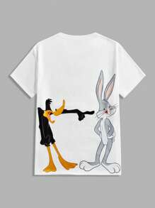 Looney Tunes X Manfinity Manfinity Joysei Men's Casual Cute Cartoon Animal Print Short Sleeve T-Shirt, Summer - White - View 6