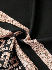 Ellevyn 女式圆领长袖修身针织几何印花黑色优雅休闲通勤短裙，秋季 - 彩色 - 查看 6