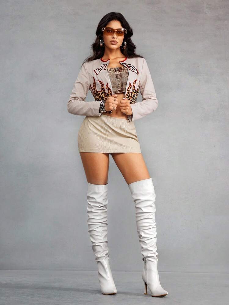 CUCCOO SZL Botas altas de tacón de aguja de punta puntiaguda de moda para mujer en color blanco, botas plisadas por encima de la rodilla, tacones altos sexy para fiestas, banquetes y discotecas