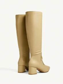 CUCCOO CHICEST Damskie botki do kostki ze szpiczastym noskiem i grubym obcasem, z kokardką, eleganckie i urocze, odpowiednie na dojazdy do pracy, randki, Święto Dziękczynienia, Boże Narodzenie, Halloween, uniwersalne, ze sztucznej skóry, w kolorze rudym - Morela - Zobacz 11