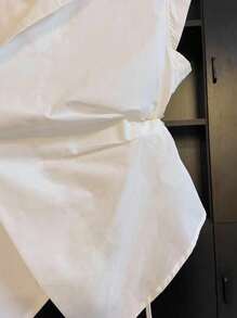 SHEIN 大码夏季休闲纯色无袖裹身衬衫 - 白色 - 查看 4