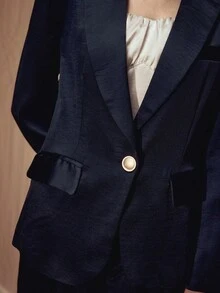 MOTF PREMIUM SINGLE BUTTON STRUCTURED BLAZER - Navy Blue - View 2