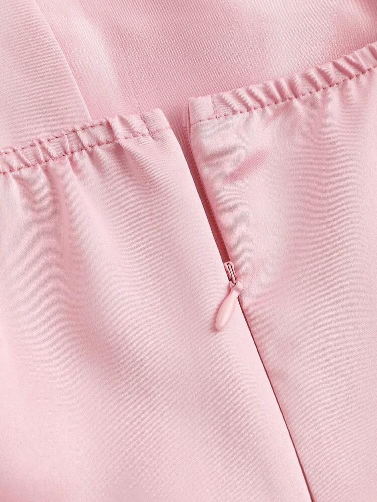 SHEIN Girlism Vestido largo asimétrico con estampado floral tejido, volantes en el bajo, color rosa, adecuado para vacaciones, fiestas, eventos elegantes, bodas y vuelta al colegio, para adolescentes - Rosa - Añade 7
