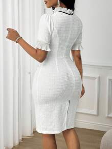 SHEIN Lady Rochie de vară elegantă pentru femei, cu imprimeu de fundă, buzunare multiple