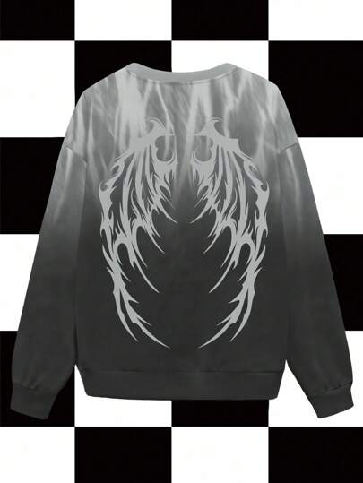 Y2Kool Vecteezy Grau Batik Flügel Feder Muster Hoodie, lässiger Y2K Streetwear Stil für Frauen, geeignet für Herbst/Winter Partys, Treffen und täglichen Tragen, Goth Sweatshirt, Emo Sweatshirt, Anime Sweatshirt, Drachen Sweatshirt, Batik Sweatshirt, stilvolle Bekleidungskollektion, Neujahrskostüme