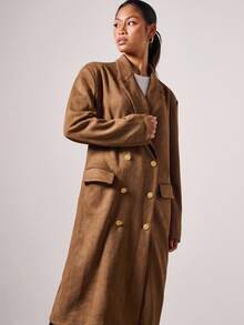 COSMINA Abrigo largo elegante para mujer, otoño/invierno - Marrón - Ver 6