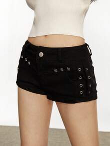 Rina Fox 女式朋克风格破洞紧身牛仔短裤