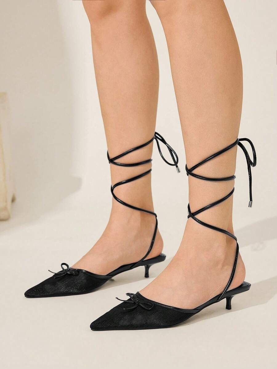 CUCCOO CHICEST Women's Fashionable Black Kitten Heel Pumps - Black - View 1