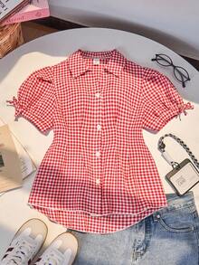 SHEIN Elladie kids قميص كاجوال أكمام قصيرة أزرار أ...