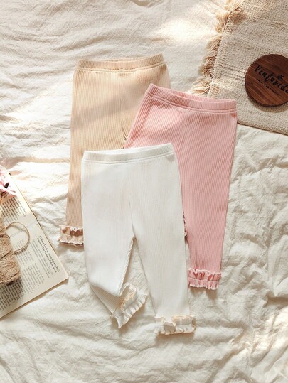 Vintaside Kids Baby Girl Three Pieces Set Of Spring And Autumn Leggings Comes In Three Soft Tones: Pink, White And Apricot, Catering To The Needs Of Different Occasions. Chic For Autumn/Winter Fall
